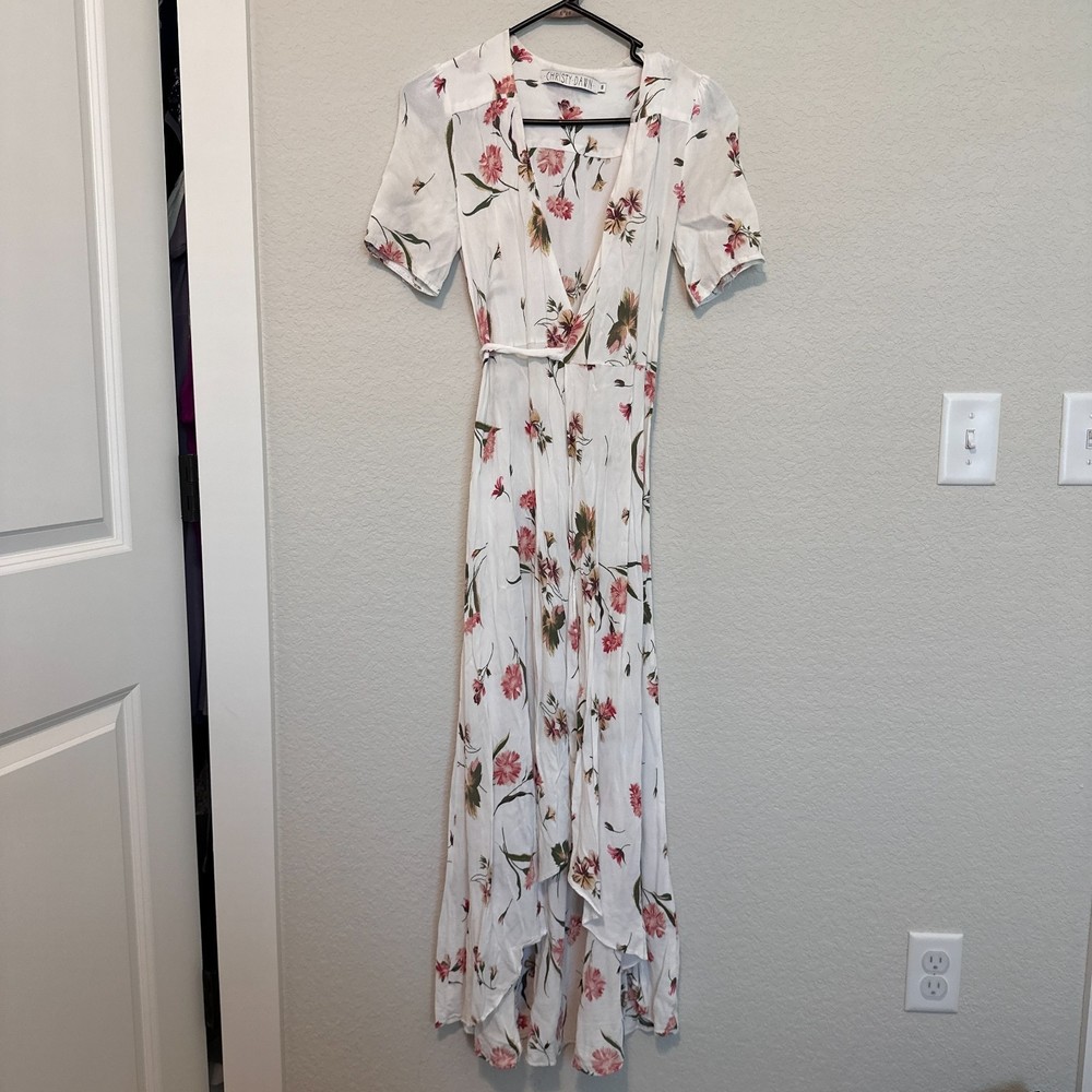Christy Dawn The Dawn Midi Wrap Dress White ivory Floral Size Small